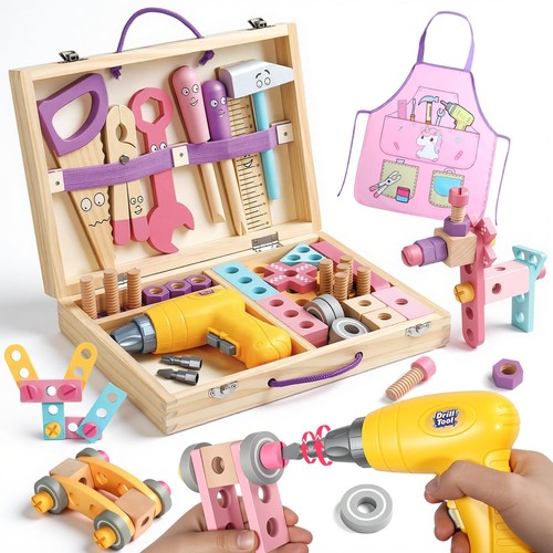 Wooden kids tool set - kids,