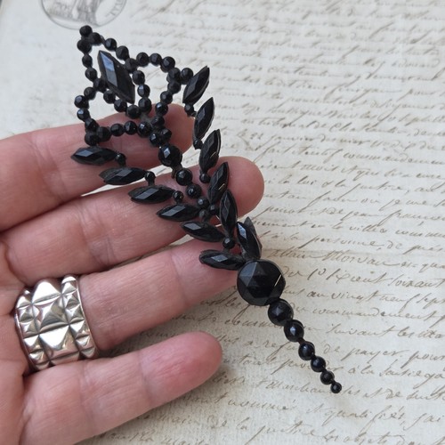 Grande broche jais ancienne - jais, 11