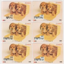 LOT de 6 cartes JAPON SET COMPLET - ANIMAL CHIEN CHIOT - TECKEL  DOG JAPAN cards