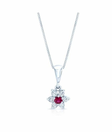 Rubis diamant pendentif fleur - rubis,