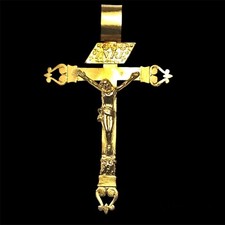 XIXe Pendentif Croix Religieuse Jeannette Ancienne OR  18k 3,2 g Regional Savoie