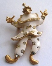 broche rétro clown relief