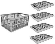 Paquet De 4 - 32L Plastique Gris Pliable Stockage Récipient Portable Panier