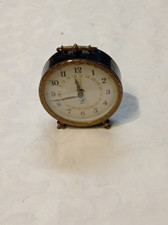Réveil ancien mécanique JAZ – années 40/50 – laiton & métal noir – Sonne