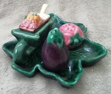 Service à condiments Vallauris légume salière Poivrière Moutardier Vintage Kitch