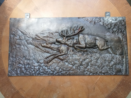 Bas relief bronze signé - en,