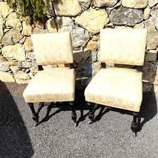 CHAISE NAPOLEON III en bois fruitier noirci 1 PAIRE