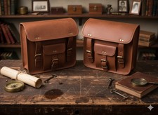 Sacs À Moto En Cuir De Chèvre Productifs Réels Vintage Faits À La Main