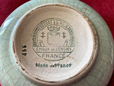 PETIT VIDE POCHE EN PORCELAINE DE LONGWY diamètre 13cm un éclat de 4mmX7mm