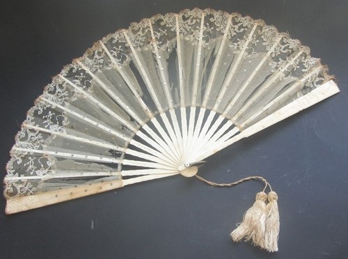 Ancien eventail dentelle sur - ancien,