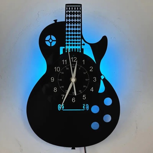 Guitar shaped vinyl wall - guitar-shaped, clock