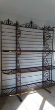 Grille panetière étagère de boulangerie ancienne fer forgé et cuivre