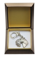 Porte-Clés En Argent Massif Irlandais Bleu, Chien, Art De La Boîte