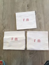 Lot 3 Anciens Torchons Brode Initiale Rouge Cuisine Essuie Mains Vintage