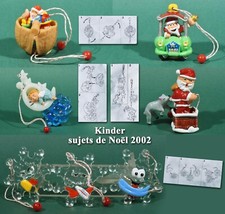 Kinder sujets de Noël 2002 France, 5 décorations + 4 BPZ