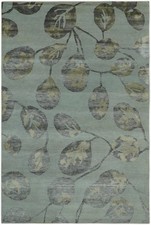 Tapis en laine et viscose à tisser à la main couleur vert clair, charbon de b...