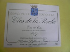 ancienne étiquette de vin  Clos de la Roche Grand Cru 1987