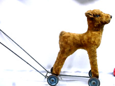 🇫🇷 ANCIEN RARE JOUET CHEVAL A ROULETTE FAON BICHE PELUCHE MARCHEUR ANTIQUE TOY