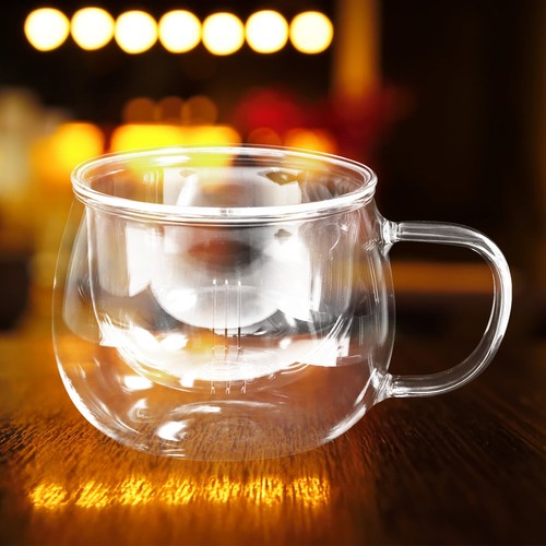 Glass tea cup with lid - tea,