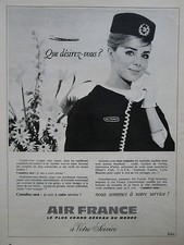 1965 PUB COMPAGNIE AIR FRANCE AIRLINE AIRLINER HOTESSE AIR STEWARDESS FRENCH AD