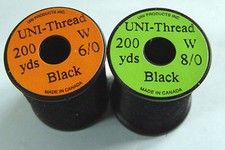 1 x 200 yards UNI Fil montage NOIR  6-0/8-0 mosca fliegen fly tying thread black