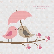 Croix Point Mariage Échantillonneur Kit Ou Motif - Florashell - Love Oiseaux