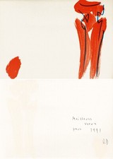 OLIVIER DEBRE lithographie carte de VOEUX 1991