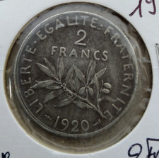 Piece 2 Francs Semeuse 1920 Superbe Patine  argent - (voir photos )