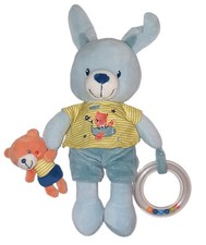 Peluche doudou Lapin bleu et