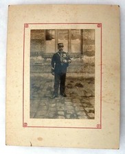 Belle Photo 16x12 Gendarme 1880-1900 Képi Uniforme Trèfles Gendarmerie ORIGINAL 