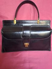 Magnifique sac à main en cuir  noir Lancel vintage , 1960 's , rare