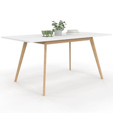 Table scandinave extensible rectangle INGA 4-8 personnes blanche 120-160 cm
