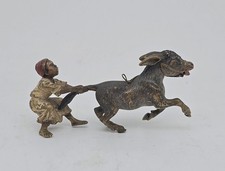 BRONZE POLYCHROME DE VIENNE Enfant Et Âne 