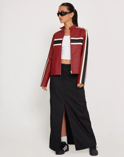 Veste cuir rouge - rouge, pour