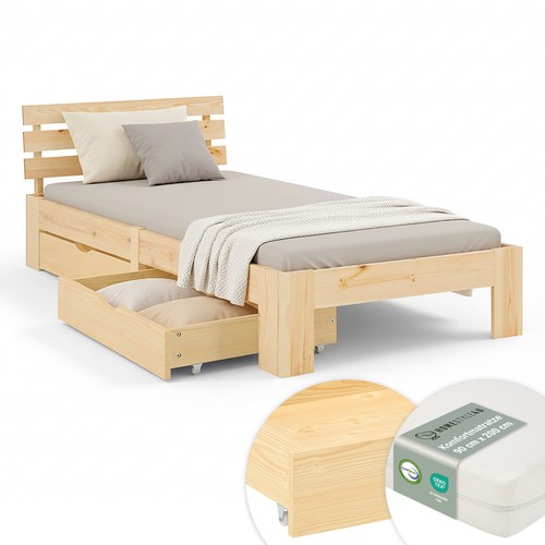 Lit simple 90x200 bois avec - 90x200,