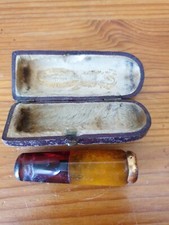 Fume cigare ancien en ambre véritable bague or contrôlé dans on écrin 6 cm