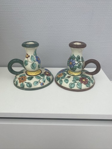 Paire bougeoirs faience - paire, ,