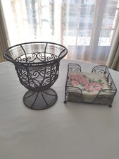 Ensemble Porte Plante et Distributeur de Serviettes en Fer Forgé (Comme Neuf)