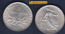 2 Francs Semeuse 1920 SUP IV argent - III République, 1871-1940