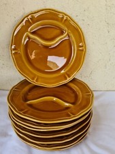 8 Assiettes barbotine à fondue ou raclette Longchamp 