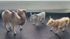 3  Animaux Crèche Noël Chameau Bœuf Âne Devineau Velours Vintage  Ht 9 à 11 cm