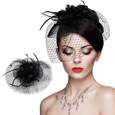 Bibi Mariage Bandeau avec Voilette Vintage Fascinator Chapeau pour Cocktail T...