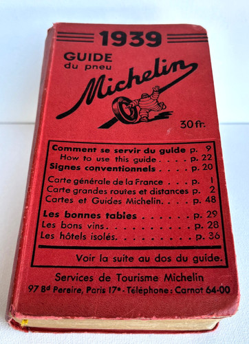 Guide pneu michelin 1939 - du,