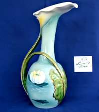 KELLER & GUERIN Lunéville - Vase Pichet " Arums et Nénuphars " Art Nouveau 1900