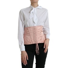 Dolce & Gabbana Haut Corset Rose Soie Stretch Ceinture Sangle IT44 / US10/L