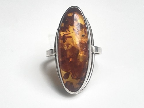 Ancien bague argent ambre - ancien,