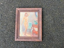 Tableau art deco Femme au miroir Nu devant la coiffeuse A. P. Garnier