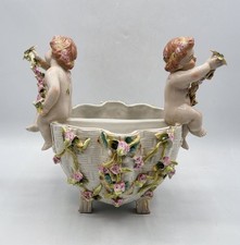 Centre de table porcelaine à décor d’enfants et de fleurs Allemagne début XXème