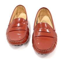 Tods Mocassins de conduite en cuir verni rouge brun 35.5 128280489