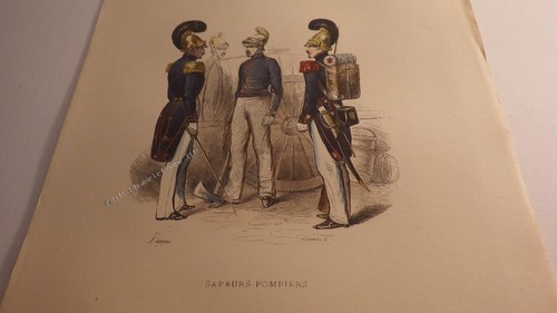 1850 sapeur pompier - pompier, (gravure